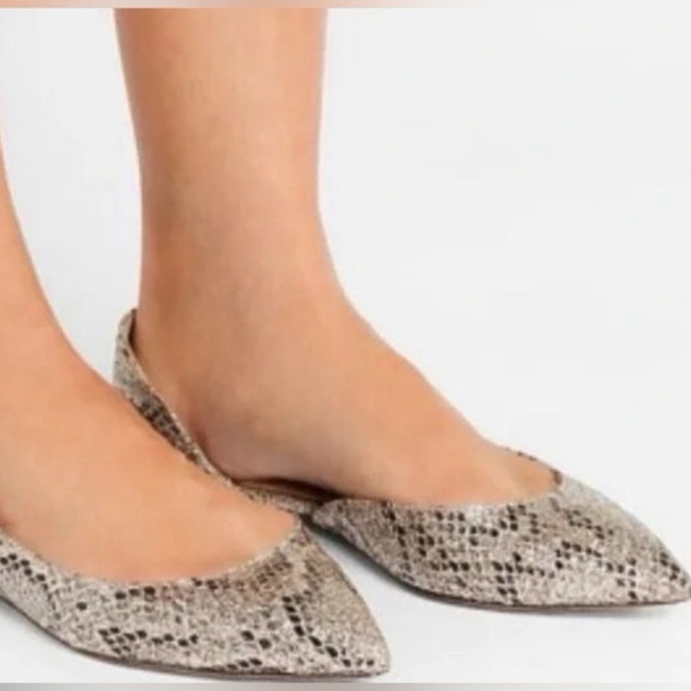 J.Crew Audrey glitter snakeskin flats women’s size 6